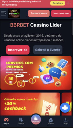 Registro e verificação de conta através do aplicativo BBRbet Mobile. Screenshot 1