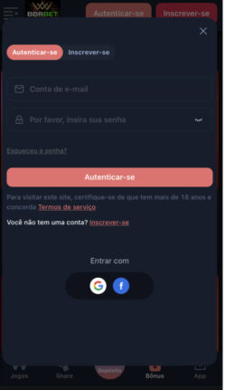 Registro e verificação de conta através do aplicativo BBRbet Mobile. Screenshot 2