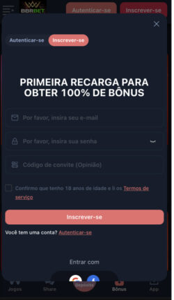 Registro e verificação de conta através do aplicativo BBRbet Mobile. Screenshot 3